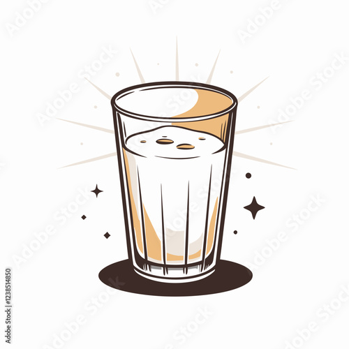Refreshing beverage in clear glass with sparkles, hydration concept