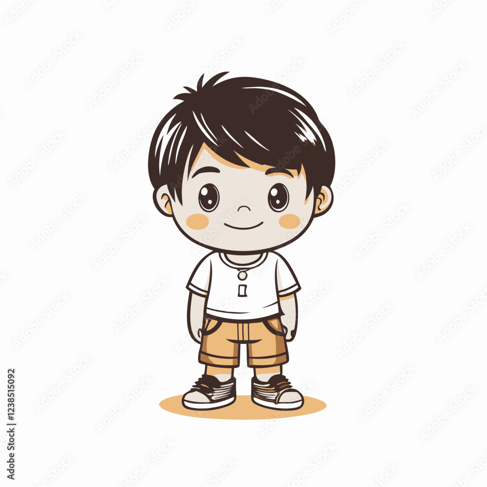 Happy cartoon boy smiling in casual outfit, childhood joy Happy cartoon boy smiling in casual outfit, childhood joy