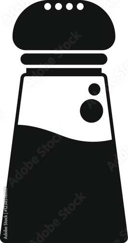 Simple black and white vector icon of a salt shaker, perfect for representing cooking, seasoning, or flavoring