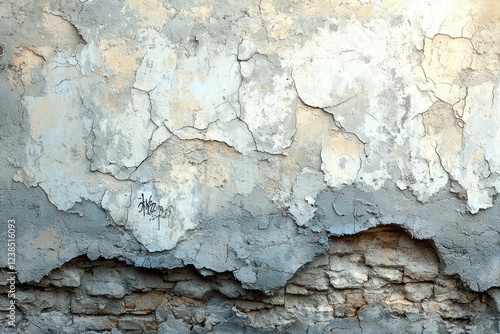 Weathered Wall Shows Aged Plaster and Brick