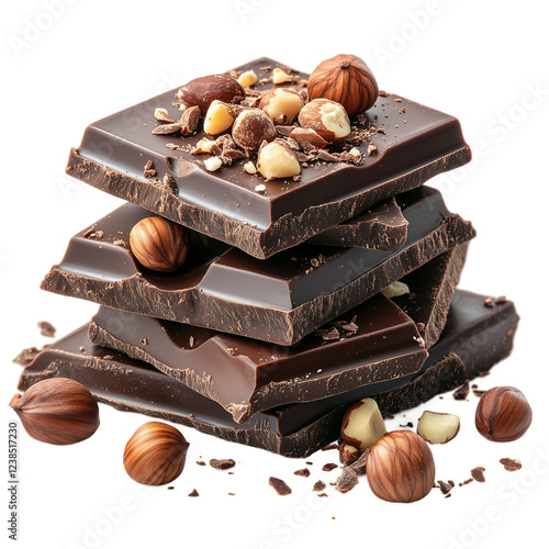 chocolate with nuts isolated on transparent background
