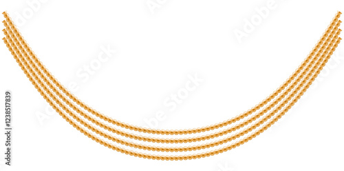 Multilayer Trendy Gold Chains Necklace On White Background, Unique Fine Jewelry Vector Illustration.	