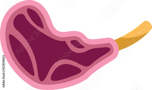 Cartoon steak icon representing delicious food, protein, barbecue, and butchery