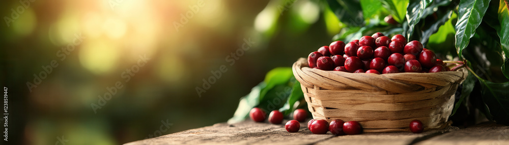 Harvesting fresh coffee berries coffee plantation food photography natural environment close-up view organic farming concepts Harvesting fresh coffee berries coffee plantation food photography natural environment close-up view organic farming concepts