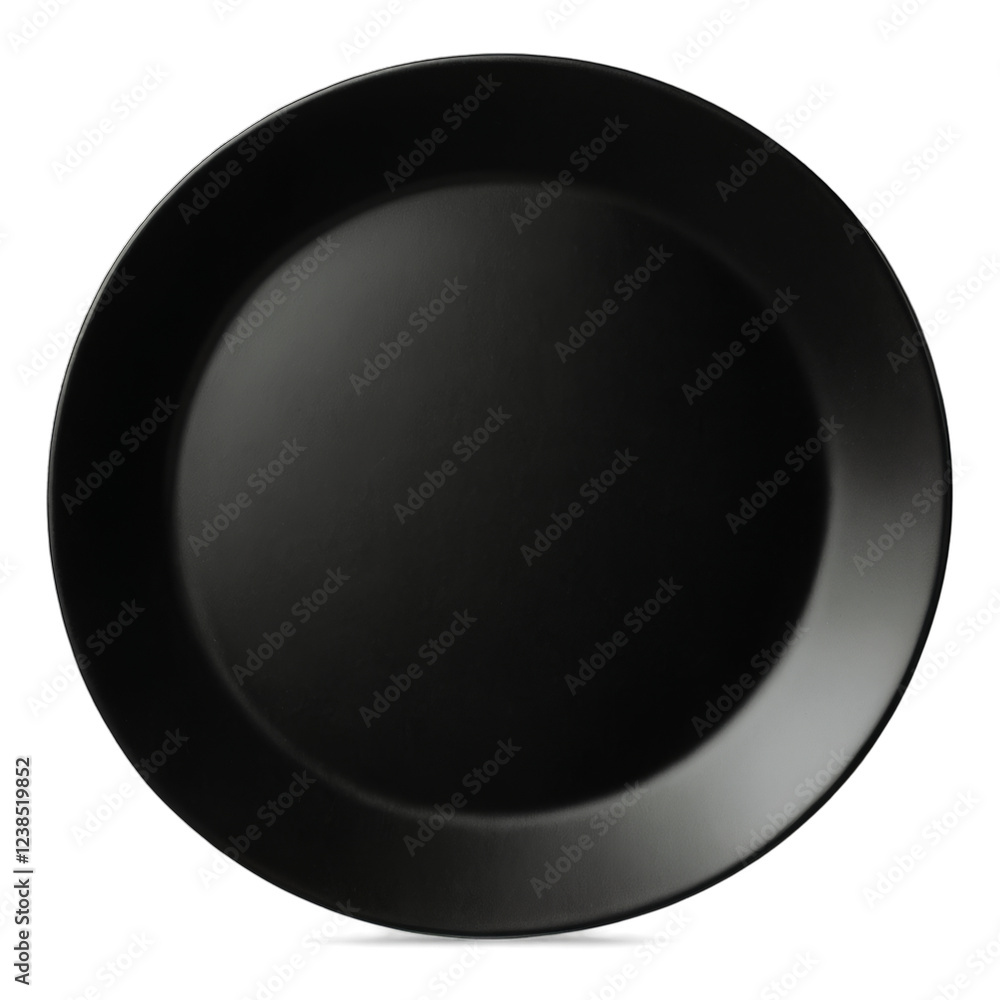 Black plate on a white background perfect for dining and serving food Black plate on a white background perfect for dining and serving food