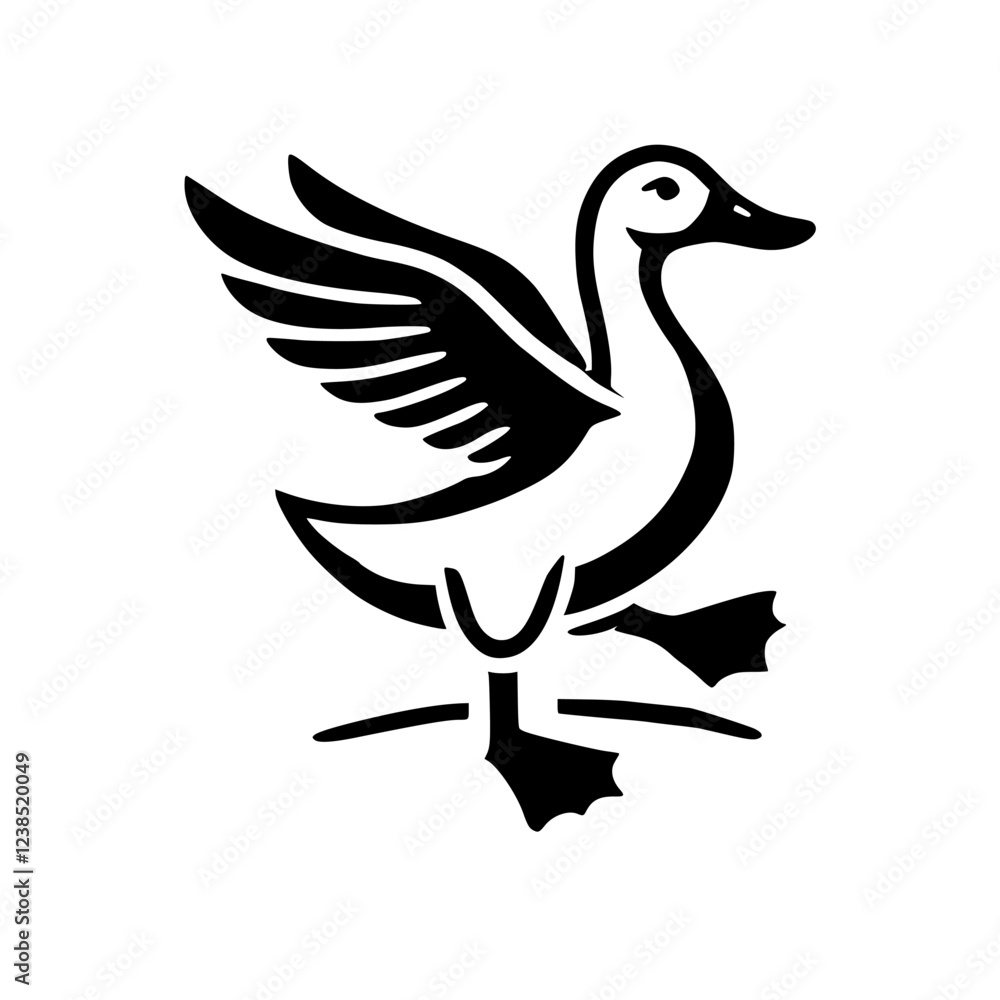 Fototapeta premium A Stunning Minimalist Duck Illustration: Black and White Avian Art