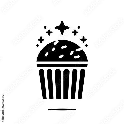 Scrumptious Cupcake: A Delightful Dessert Icon. Perfect for bakery websites, menus, and food blogs. This image is ideal for showcasing sweet treats and pastries.