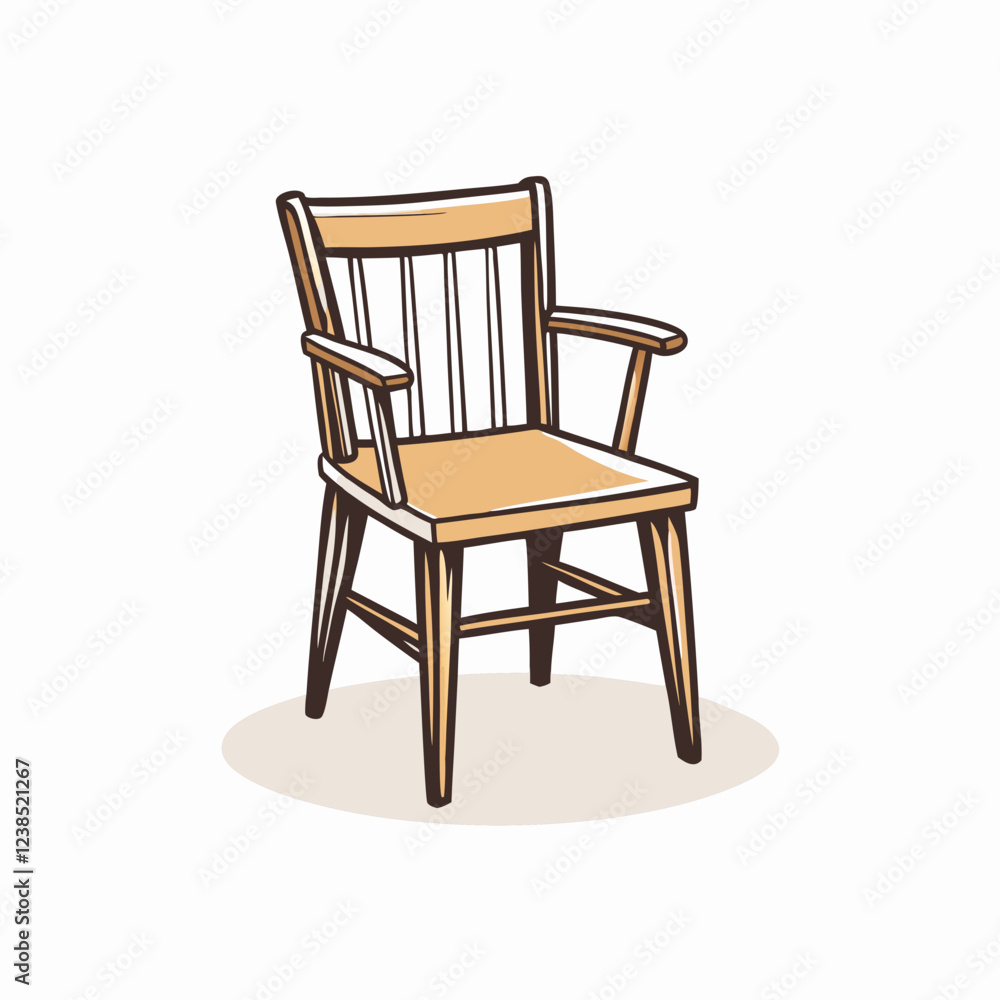 Wooden chair illustration on a simple background, furniture design Wooden chair illustration on a simple background, furniture design