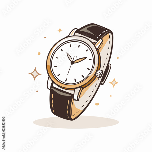 Elegant wristwatch with brown leather strap, timeless sophistication