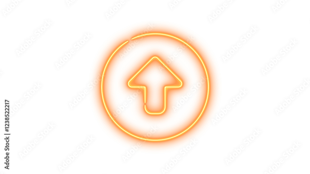 Neon symbol circle up icon brown color glow with transparent background Neon symbol circle up icon brown color glow with transparent background