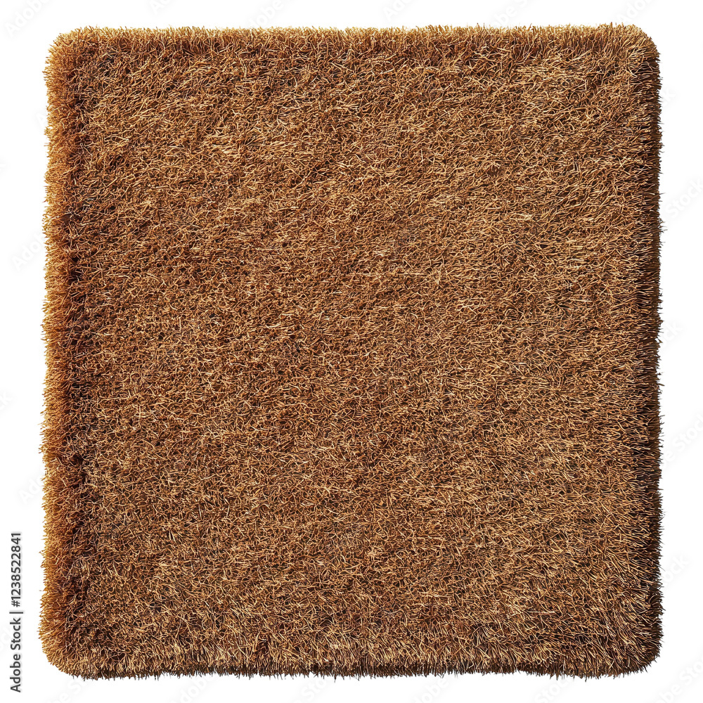 Fototapeta premium Brown Door Mat Top View on transparent background.