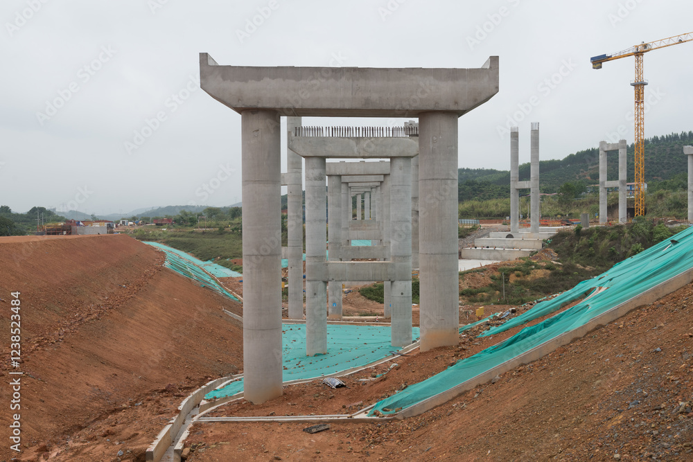 Freeway ramp bridge pier columns Freeway ramp bridge pier columns