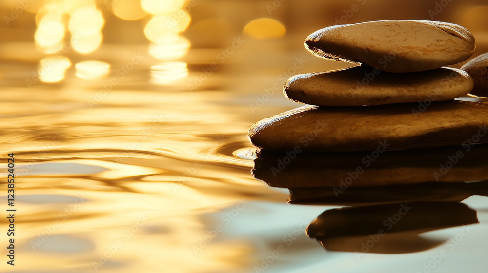 Obraz premium pebbles balanced in zen pool