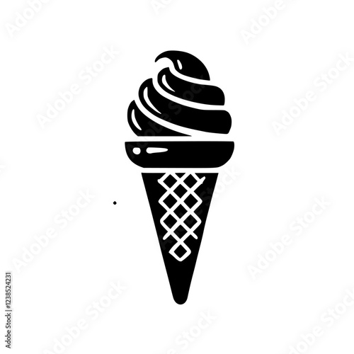 A delectable ice cream cone, a delightful summer treat. This minimalist design is perfect for food blogs, restaurants, and anyone with a sweet tooth.