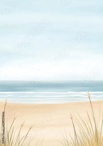 Obraz na płótnie Aquarell Strand Hintergrund mit Textfreiraum w salonie