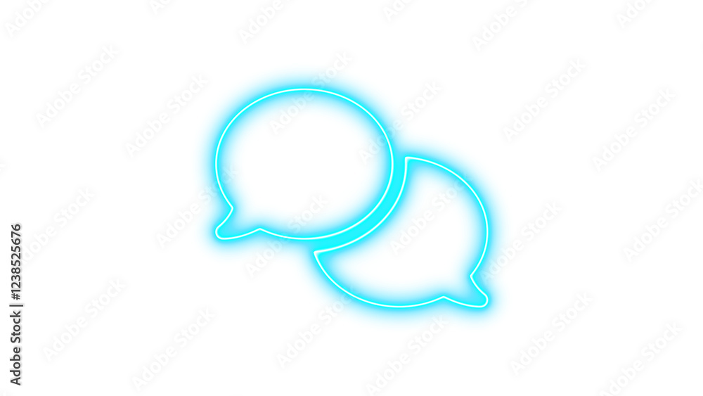 Neon symbol comments icon cyan color glow with transparent background Neon symbol comments icon cyan color glow with transparent background