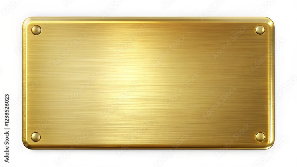 Rectangular gold metal plate with a smooth, polished surface and rounded edges, showcasing a reflective finish. Ideal for design and branding purposes. Isolated on white background,
Rectangular gold metal plate with a smooth, polished surface and rounded edges, showcasing a reflective finish. Ideal for design and branding purposes. Isolated on white background,