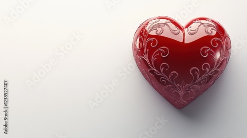 Wallpaper Mural Elegant Red Heart Shaped Decoration with Floral Design and Shine Torontodigital.ca