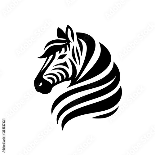 Wallpaper Mural Striking Zebra Head Vector: Elegant Black and White Animal Portrait, Wildlife Art, African Equine Graphic Design Torontodigital.ca