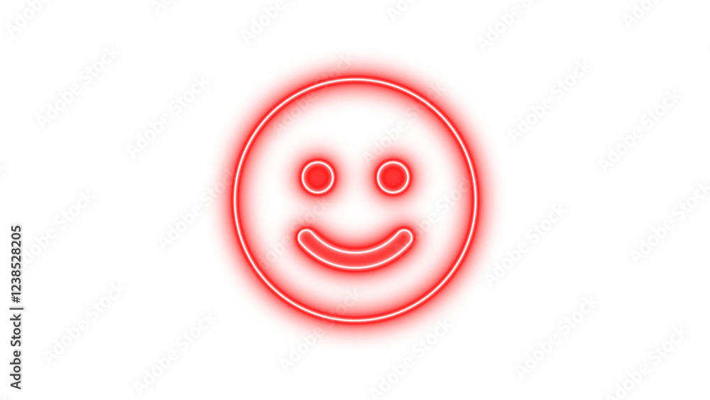 Neon symbol face smile icon red color glow with transparent background Neon symbol face smile icon red color glow with transparent background