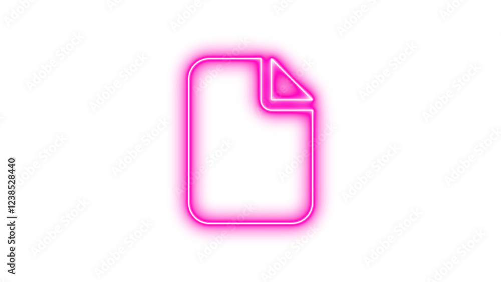 Neon symbol file icon pink color glow with transparent background Neon symbol file icon pink color glow with transparent background