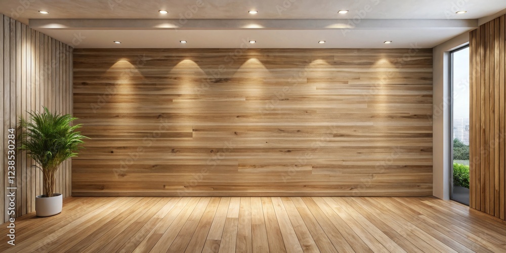 Serene Empty Room with Warm Wood Walls and Floors, Ideal for Interior Design Inspiration Serene Empty Room with Warm Wood Walls and Floors, Ideal for Interior Design Inspiration