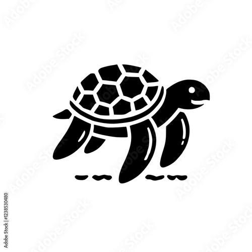 Sea Turtle: A Simple Black and White Illustration of a Turtle in the Ocean. Perfect for nature lovers and graphic designers. photo