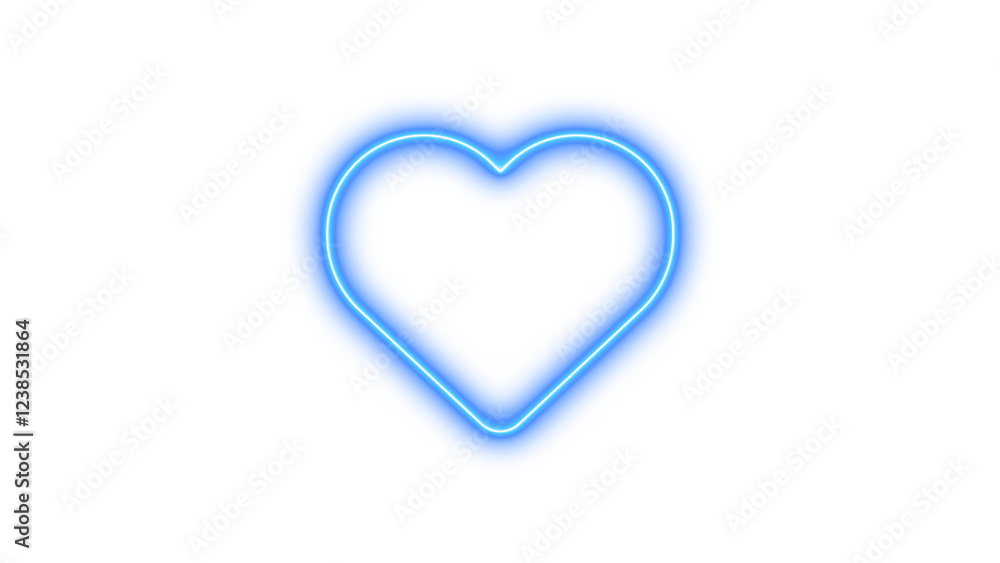 Neon symbol heart icon blue color glow with transparent background Neon symbol heart icon blue color glow with transparent background