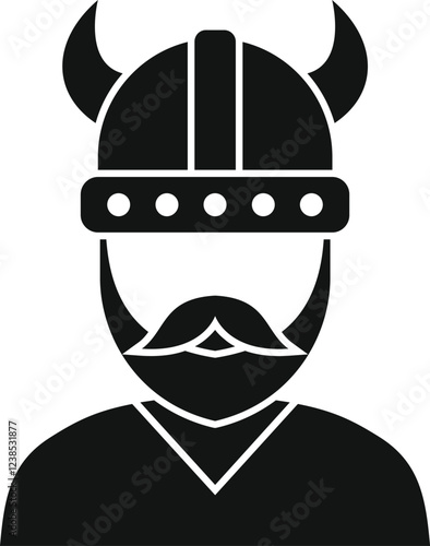Black and white icon avatar depicting a viking warrior wearing a horned helmet
