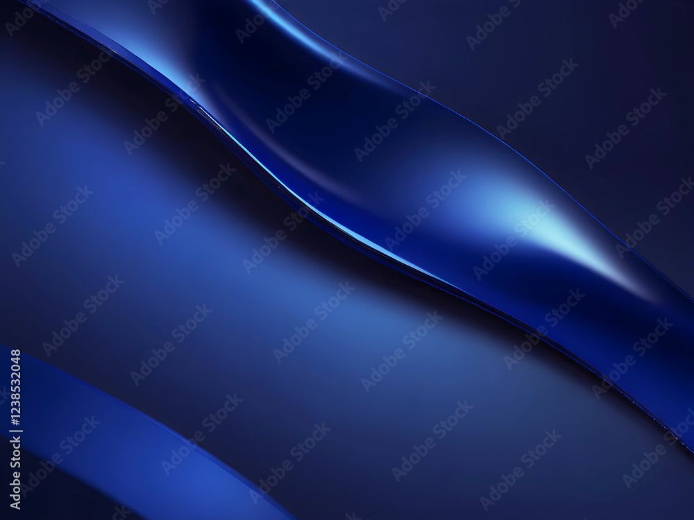Fototapeta premium Abstract Blue Curves Background, Dark blue glossy background 16K