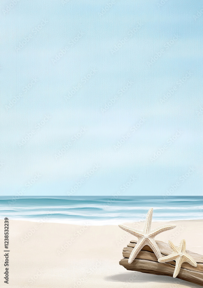 Aquarell Strand Hintergründe mit maritimen Motiven und Textfreiraum