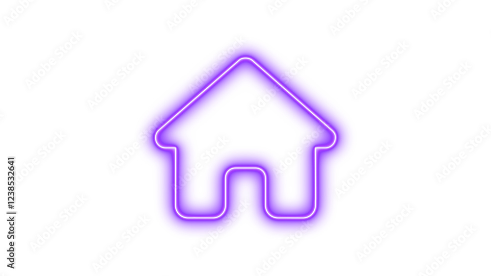 Neon symbol house icon purple color glow with transparent background Neon symbol house icon purple color glow with transparent background