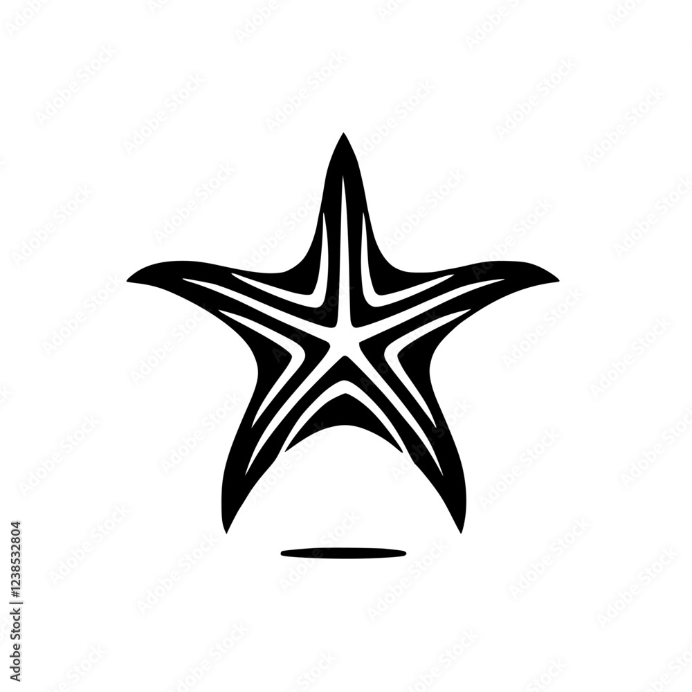 Obraz premium Striking Starfish: A Black and White Minimalist Sea Life Design