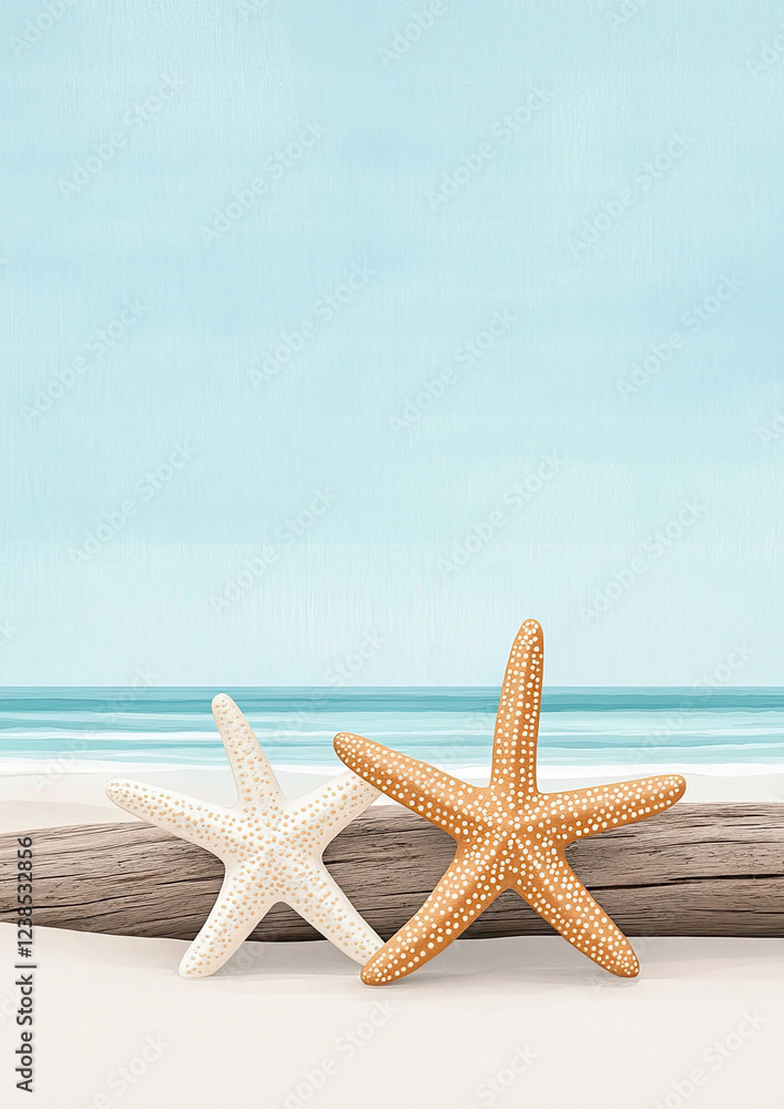Aquarell Strand Hintergründe mit maritimen Motiven und Textfreiraum