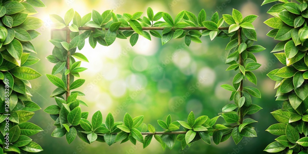 Obraz premium Lush Green Foliage Frame with Bright Sunny Background Perfect for Spring or Summer Designs