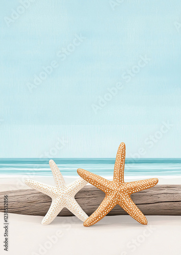 Obraz na płótnie Aquarell Strand Hintergründe mit maritimen Motiven und Textfreiraum w salonie