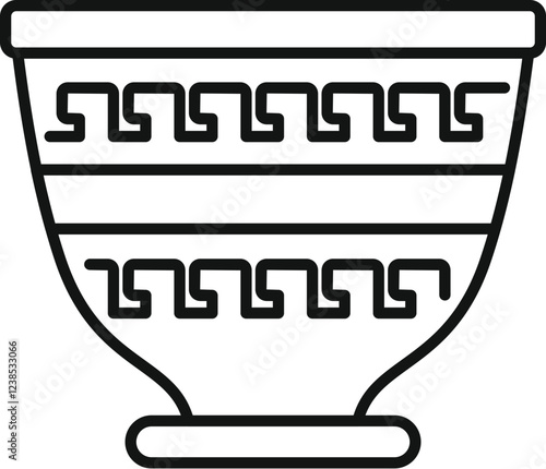 Traditional ancient greek pottery with geometric meander key decorations, representing rich history and culture