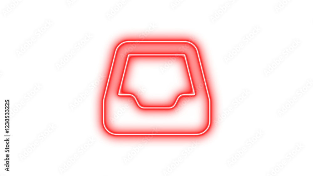 Neon symbol inbox icon red color glow with transparent background Neon symbol inbox icon red color glow with transparent background