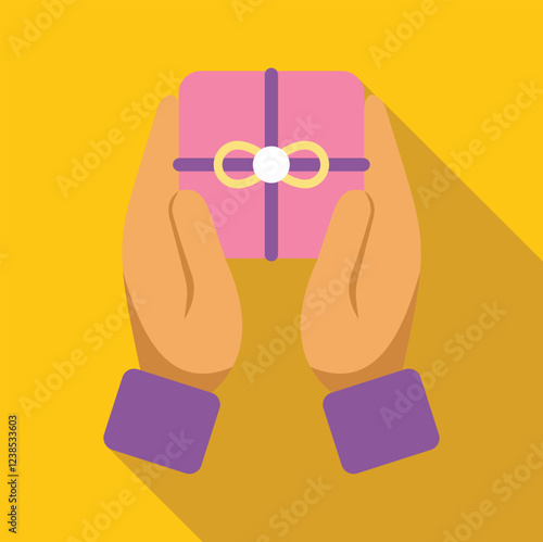 Two hands gently holding a beautifully wrapped pink gift box, symbolizing giving, receiving, and the joy of special occasions