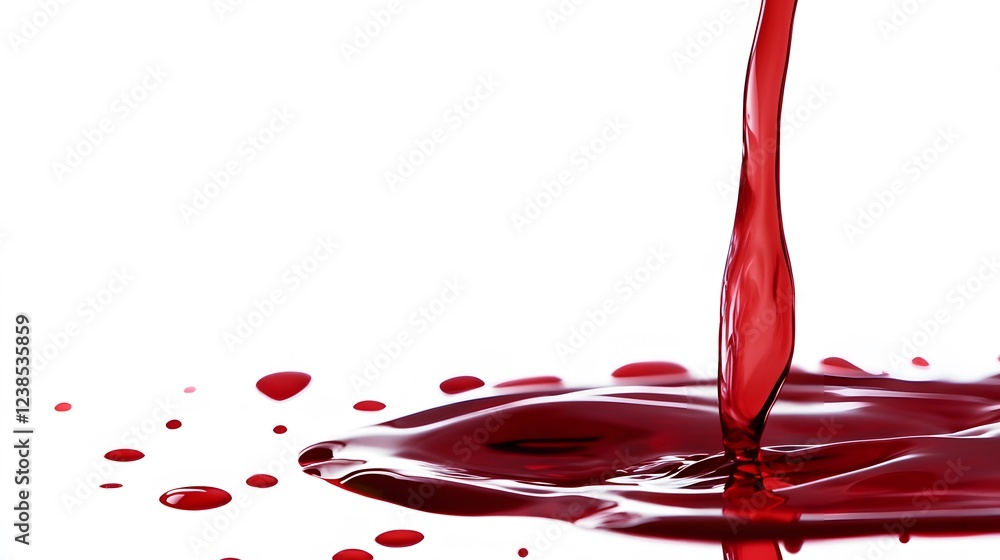Dripping Fluid red color, on a white background, generative AI Dripping Fluid red color, on a white background, generative AI