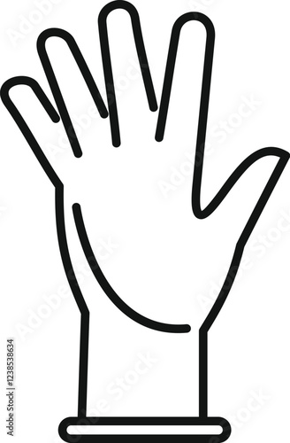 Line drawing of a hand wearing a protective glove showing four fingers, suitable for safety and hygiene illustrations