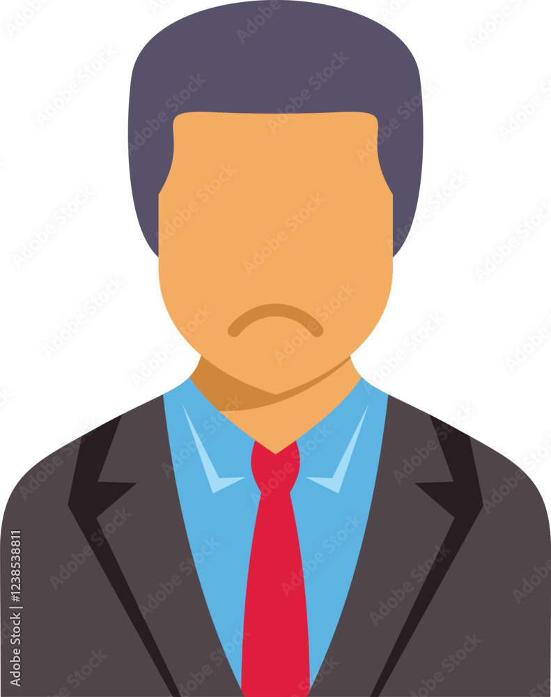 Portrait of a businessman wearing a suit and tie with a sad expression on his face, communicating disappointment Portrait of a businessman wearing a suit and tie with a sad expression on his face, communicating disappointment
