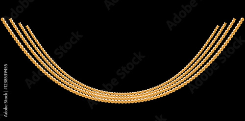 Multilayer Trendy Gold Chains Necklace On Black Background, Unique Fine Jewelry Vector Illustration.	