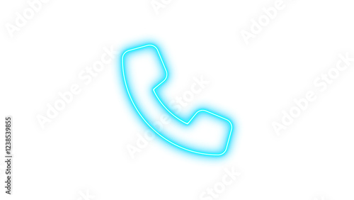 Neon symbol phone icon cyan color glow with transparent background