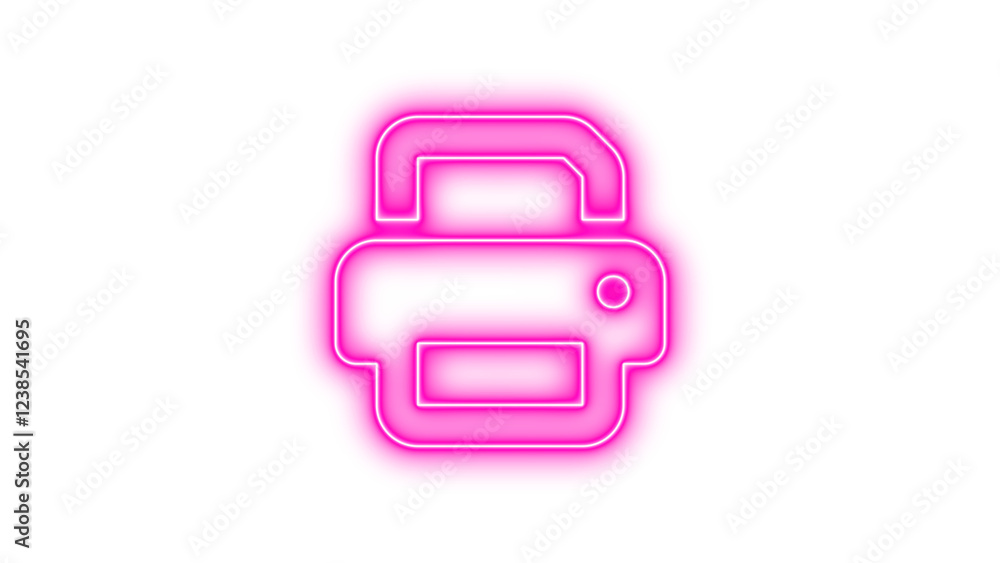 Neon symbol print icon pink color glow with transparent background Neon symbol print icon pink color glow with transparent background