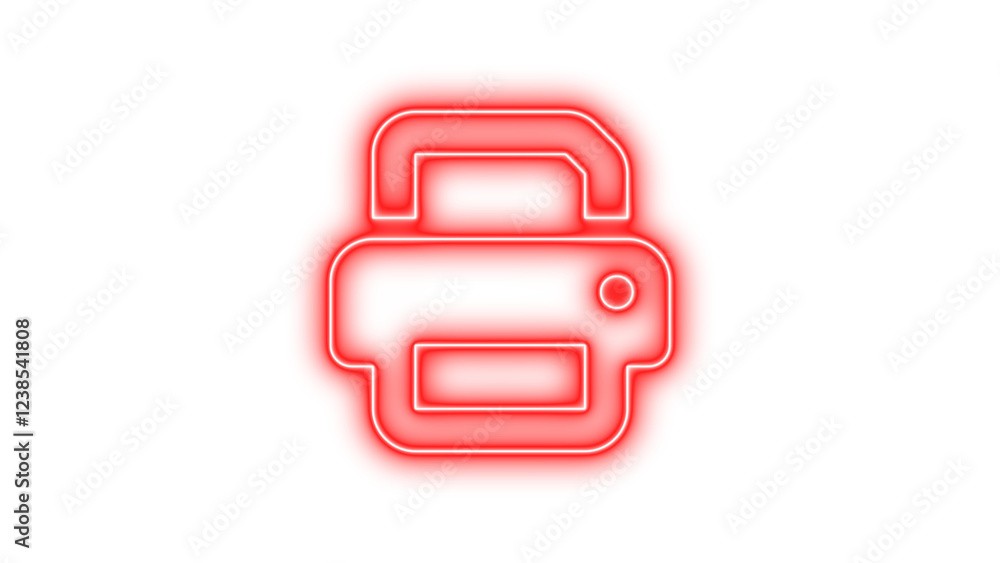Neon symbol print icon red color glow with transparent background Neon symbol print icon red color glow with transparent background
