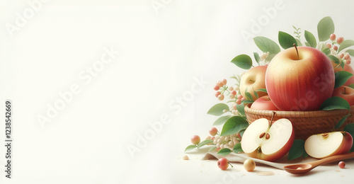 Ripe red apple on a clean white background | Premium AI-generated