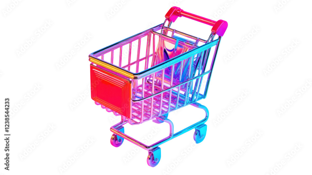Vibrant shopping cart on transparent background representing online commerce Vibrant shopping cart on transparent background representing online commerce