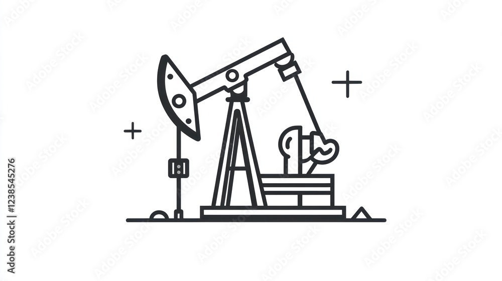 Oil pump jack machine on plain background. Symbol for energy industry use Oil pump jack machine on plain background. Symbol for energy industry use