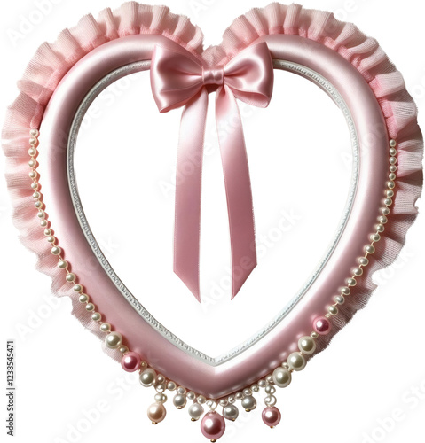 a heart-shaped decorative frame in soft pastel pink isolated on white transparent background clipart PNG